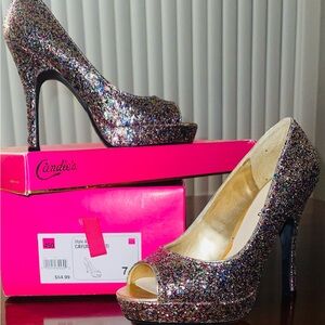 Candie’s multi colored glitter pumps